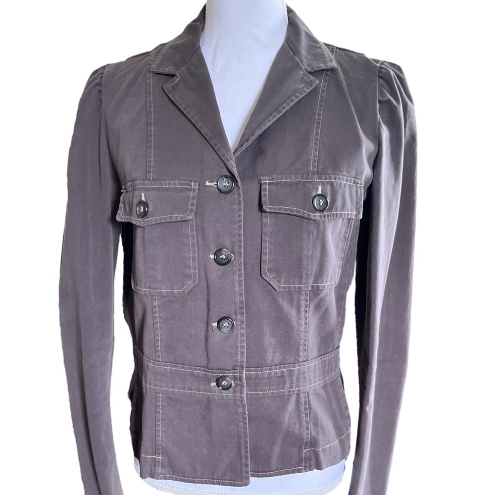 Vintage Juicy Couture Jeans Military Jacket size L in brown cotton twill
